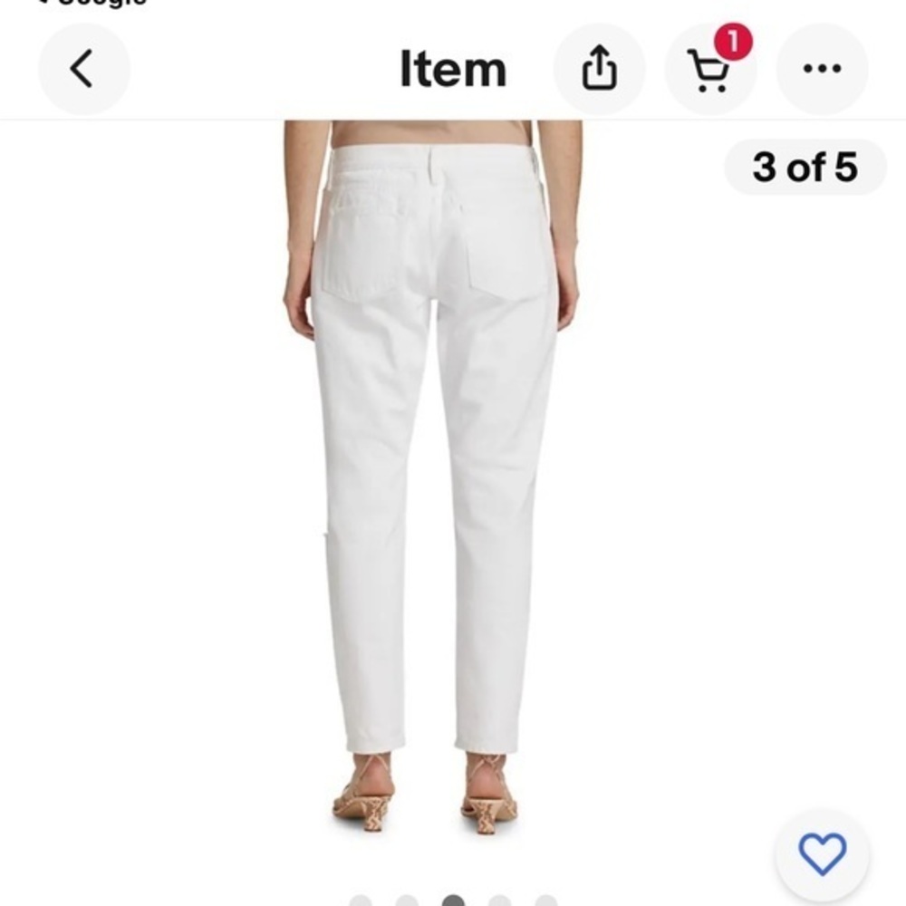 FRAME DENIM Le Garcon rip blanc Mid-Rise Distressed White Boyfriend Jeans - Picture 3 of 12